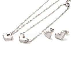 Non-Tarnish Heart 304 Stainless Steel Pendant Necklaces & Bracelets & Stud Earrings Sets for Women&nbsp;SJEW-C004-01P