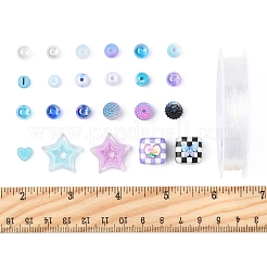 DIY アクリルビーズ ストレッチ ブレスレット 作成キット  ブルー  8mm  穴：1.5mm&nbsp;DIY-FS0008-76