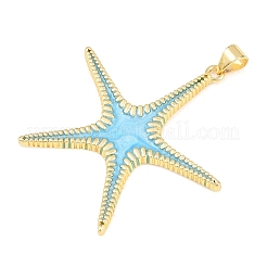 エナメルペンダント付き真鍮  ヒトデのチャーム  ゴールドカラー  38x36.5x2mm  穴：5x3.5mm&nbsp;KK-Z145-01G