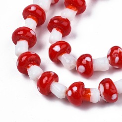 Mushroom Handmade Lampwork Beads Strands&nbsp;LAMP-R116-13A