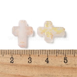 グラデーションカラー透明アクリルビーズ  金箔  クロス  ピンク  16x12.5x4.5mm  穴：2.5mm  約：1429個/ 500 G&nbsp;OACR-M023-03I