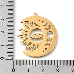 304ステンレスペンダント  レーザー切断  太陽と月のチャーム  18KGP本金メッキ  32.5x28x1.5mm  穴：1.5mm&nbsp;STAS-S178-06G