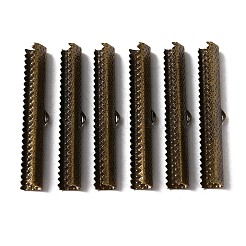 アイアン製リボンエンド  長方形  アンティークブロンズ  7.5x45x7mm  穴：3x1mm&nbsp;IFIN-WH0085-10A-AB