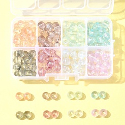 8色のガラスビーズ連売り  光沢のあるパウダーで  ラウンド  ミックスカラー  8x7.5mm  穴：1mm  約20PCS /カラー  160pc&nbsp;GLAA-FS0001-86
