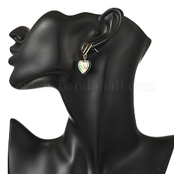 Heart Abalone Shell/Paua Shell Beads Dangle Stud Earrings&nbsp;EJEW-JE07317