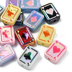 14個 7色 UVメッキ レインボー 虹色アクリル エナメルビーズ  ポーカー  ミックスカラー  25.5x18.5x8.5mm  穴：4mm  2個/カラー&nbsp;SACR-YW0005-06