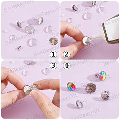 50Pcs 304 Stainless Steel Flat Round Stud Earring Settings&nbsp;STAS-BBC0010-39A
