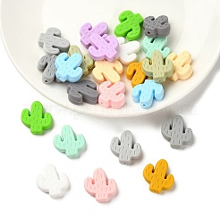 24 個 12 色サボテンシリコンビーズ  DIYネックレスとブレスレットの作り方  ミックスカラー  29x23x8mm  穴：2mm  2個/カラー&nbsp;SIL-YW0001-20