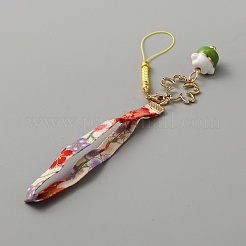 Porcelain Cartoon Lucky Cat Mobile Phone Lanyard&nbsp;HJEW-WH0068-09G