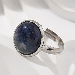 Half Round Natural Sodalite Finger Rings&nbsp;RJEW-M062-01P-09