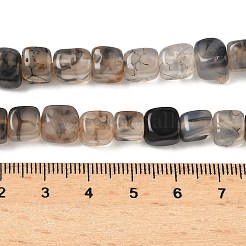 天然石瑪瑙ビーズ連売り  染め＆加熱  キューブ  ライトスチールブルー  7~8x6.5~8x6.5~8mm  穴：1mm  約53個/連  14.76インチ（37.5cm）&nbsp;G-E469-01D