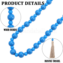 1Pc Round Natural Wood Beads Wall Hanging Decorations&nbsp;HJEW-CN0001-38D
