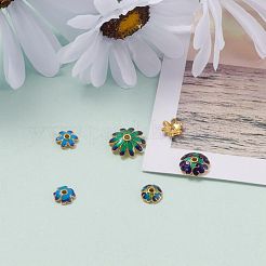 混合真鍮エナメルビーズキャップ  鉛フリー＆カドミウムフリー  ゴールドカラー  5~11x2~3mm  穴：1~1.5mm&nbsp;X-KK-L124-09G-RS