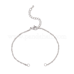 2Pcs 2 Colors 304 Stainless Steel Singapore Chain Bracelet Making&nbsp;AJEW-JB01345