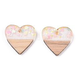 Transparent Resin & White Wood Pendants&nbsp;RESI-N039-34