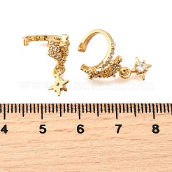 Brass Micro Pave Clear Cubic Zirconia Cuff Earrings&nbsp;EJEW-F370-28G