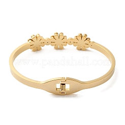 Adjustable Flower Vacuum Plating PVD Vacuum Plating 304 Stainless Steel Bangles for Women&nbsp;BJEW-F474-10G