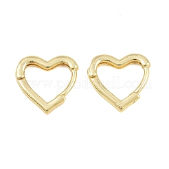 女性のための真鍮のフープピアス  ハート  16KGP本金メッキ  13.5x14x2.5mm&nbsp;KK-CBAD104-05G