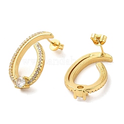 Brass Micro Pave Clear Cubic Zirconia Stud Earrings for Women&nbsp;EJEW-A040-07G