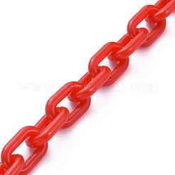 手作りの不透明アクリルアズキチェーン  レッド  15x9x3mm  39.37インチ（1m）/連&nbsp;AJEW-JB00664-04