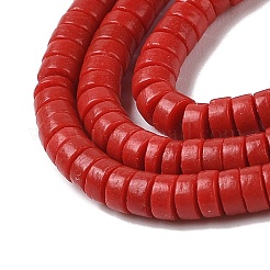 染色された合成サンゴビーズ連売り  ディスク  ヒシビーズ  ファイヤーブリック  4x2mm  穴：0.8mm  約187個/連  15.35''（39センチメートル）&nbsp;CORA-P010-06A