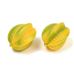 フルーツシリーズの不透明樹脂ビーズ  模造食品  緑黄  ゴレンシ  20x15x15mm  穴：1.5mm&nbsp;RE-CBAC4C7-11G