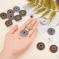 12Pcs 6 Color 1-Hole Alloy & Turquoise Buttons&nbsp;FIND-GF0002-24