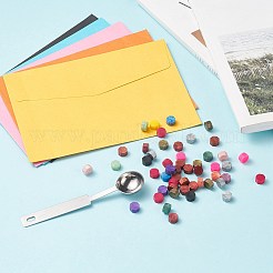 DIYレターキット  レトロなシールスタンプ用のシーリングワックス粒子付き  ステンレススチールスプーン  色付きの空白のミニ紙封筒とキャンドル  ミックスカラー&nbsp;DIY-CP0001-45