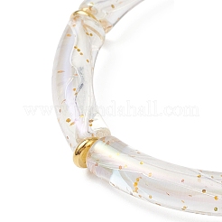 女性用UVコーティングアクリルブレスレット  カーブチューブ  真鍮  透明  1/4インチ（0.8cm）  内径：2-1/4インチ（5.6cm）&nbsp;BJEW-JB12949