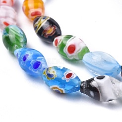 Oval Handmade Millefiori Glass Beads Strands&nbsp;LK-R004-37