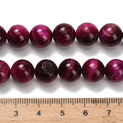 天然石タイガーアイビーズ連売り  グレードB  ラウンド  染め＆加熱  赤ミディアム紫  10.5mm  穴：0.7mm  約38個/連  15.16インチ（38.5cm）&nbsp;G-F591-18-10mm-02