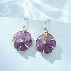 Flower Natural Mixed Stone Dangle Earrings&nbsp;EJEW-G456-01G