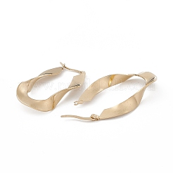 201 Stainless Steel Twist Oval Hoop Earrings with 304 Stainless Steel Pins for Women&nbsp;EJEW-B016-20G