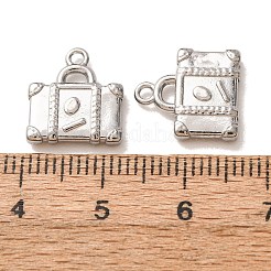 304ステンレスペンダント  旅行用スーツケースチャーム  長持ちメッキ  ステンレス鋼色  13x12x2.5mm  穴：1.4mm&nbsp;SA-CBA9EE2-09P