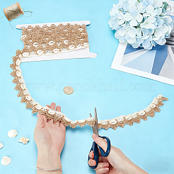 3Yards Cotton and Linen & Shell Beaded Trim Ribbon&nbsp;DIY-PH0038-27