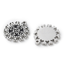 304ステンレススチールエナメルチャーム  ステンレス鋼色  ウイルスの形チャーム  ブラック  14.5x13x1.5mm  穴：1mm&nbsp;STAS-M102-17P