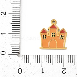 304ステンレススチールエナメルチャーム  ゴールドカラー  ハウス  14.5x13x1mm  穴：1.2mm&nbsp;LS-FIND-I068-02G-01