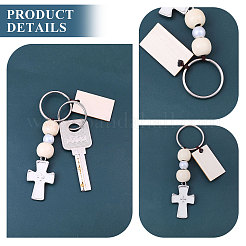 Wood & Alloy Enamel Pendants Baptism Keychin&nbsp;KEYC-CA00006