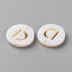 天然淡水シェルのペンダント  アルファベット付きフラットラウンド  文字.d  12x1.5mm  穴：1mm&nbsp;LS-SHEL-Q311-008D