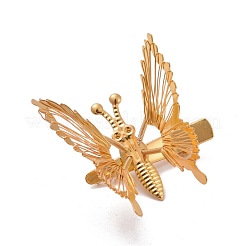 アイアン製ダッカール  ヴィンテージ装飾ヘアアクセサリー  動く蝶  ゴールドカラー  38x19x1mm  1.6mmのラインストーンに適する&nbsp;PHAR-C009-03G
