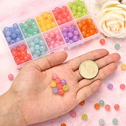 250個10色模造ゼリーアクリルビーズ  ラウンド  ミックスカラー  8x7.5mm  穴：1.8mm  25個/カラー&nbsp;MACR-CJ0001-35