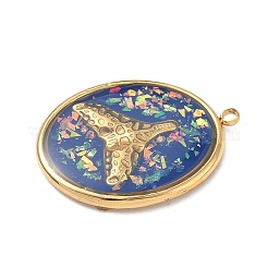 304 Stainless Steel Epoxy Resin with Natural Shell and Sequins Inside Pendants&nbsp;STAS-L026-17G-E04