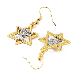 合金ダングルピアス  スター  アンティークシルバー＆ステンレス鋼の色  43.5x20mm&nbsp;EJEW-Q802-04