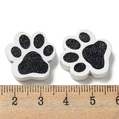 プリントウッドビーズ  足跡  ブラック  19.5x19~20x5.5~6mm  穴：2.5mm&nbsp;WOOD-G022-25A
