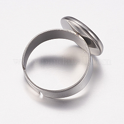 Tarnish Resistant Adjustable 304 Stainless Steel Finger Rings Components&nbsp;STAS-I097-037B-P