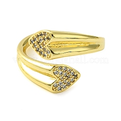 Brass Micro Pave Cubic Zirconia Open Cuff Ring&nbsp;RJEW-K256-08G