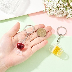 2Pcs 2 Colors Transparent Resin Drink Keychains&nbsp;KEYC-YW00240