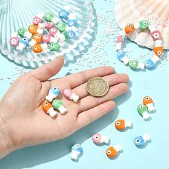 手作りの磁器セラミックビーズ16個  魚  ファミーユスタイルバラ  コーンフラワーブルー  19x11.5x6.5mm  穴：2mm&nbsp;PORC-FS0001-68B