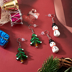 2 Pairs 2 Styles Christmas Theme Glass Dangle Earrings&nbsp;EJEW-TA00701