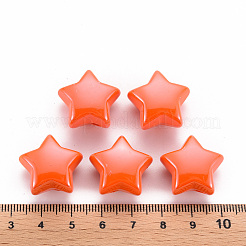 不透明なアクリルビーズ  パールカラーの  スター  レッドオレンジ  20.5x21x12.5mm  穴：3.5mm&nbsp;LS-MACR-S372-02B-84